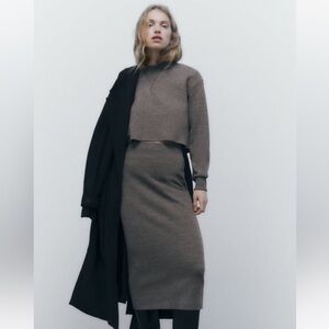 ZARA KNIT SKIRT AND CROPPED SWEATER SET